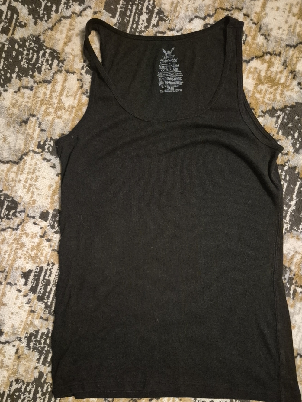Faded Glory Black Ribbed Scoop Tank Top